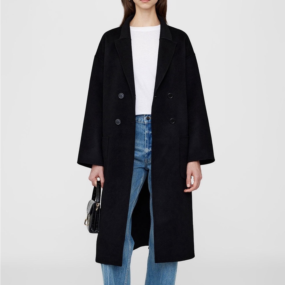 ANINE BING Dylan Coat in Black Cashmere